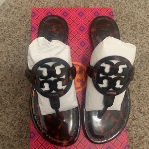 Tory Burch Tortoise Shell Miller Sandal NIB Size 7